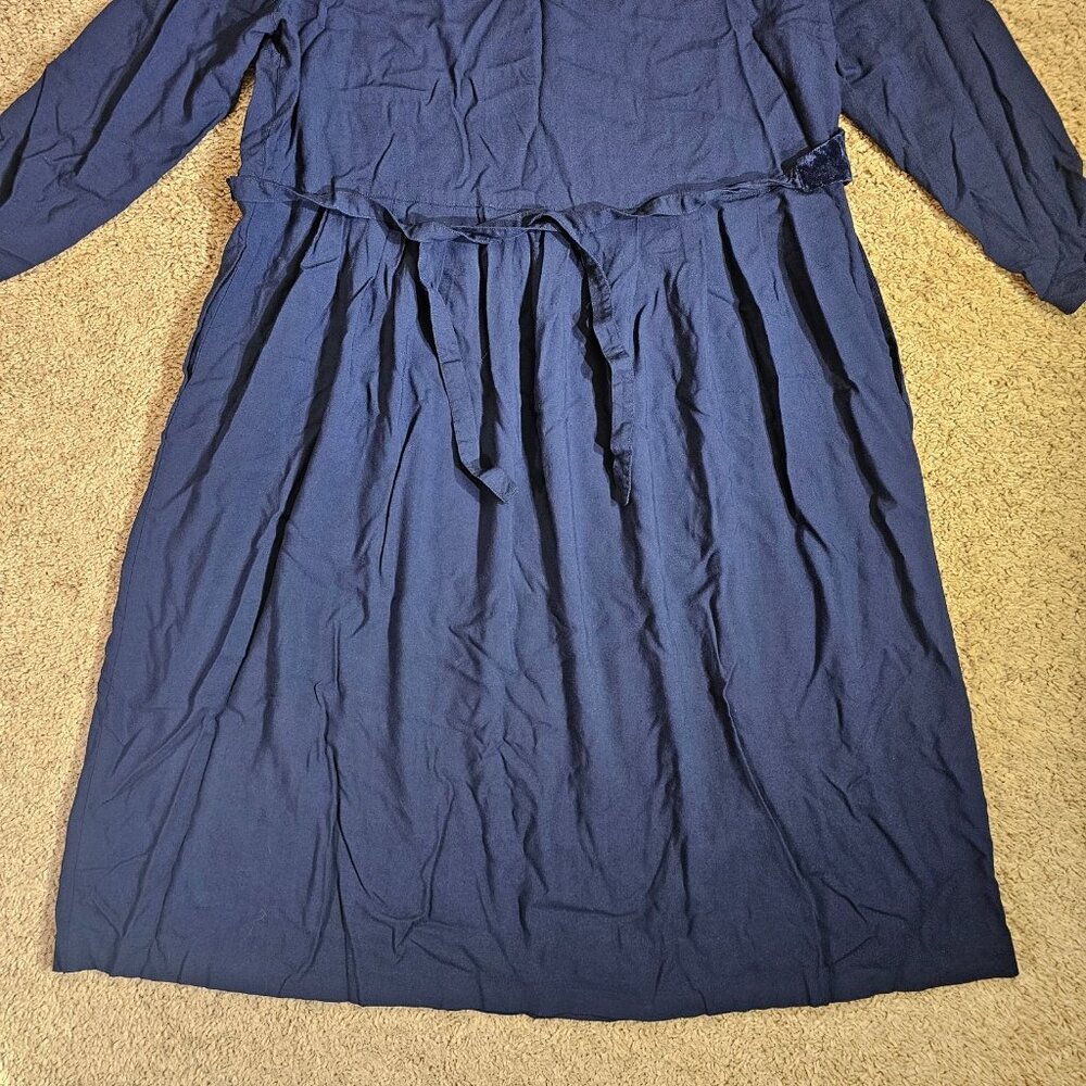 Vintage LG Star Dress Womens 18W Blue Velvet Vest Overlay Shoulder Pads 90s - Picture 11 of 12